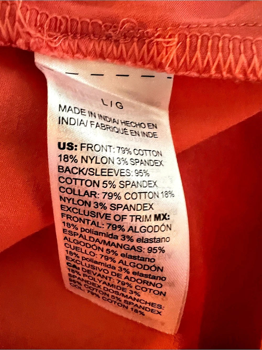 Chico's Short Sleeve Blouse in Coral.  Woven front and Knit Back and Sleeves - Picture 3 of 5
